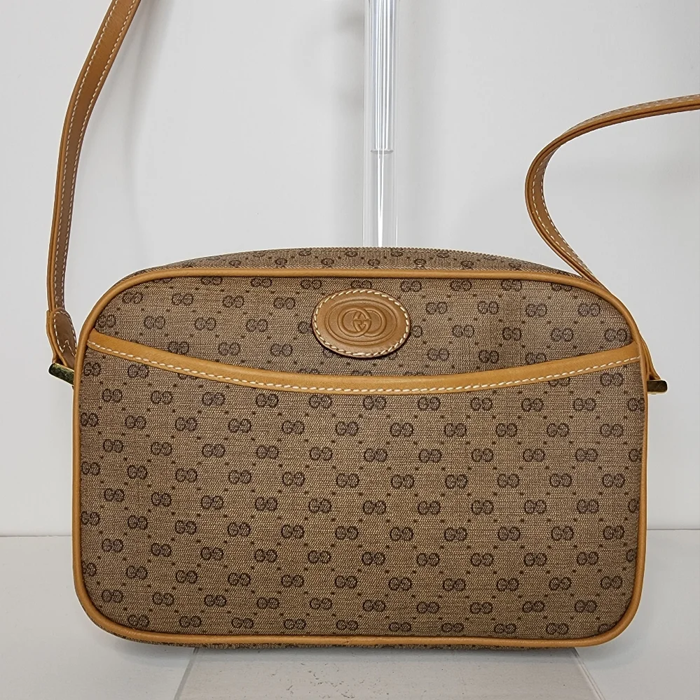 Vintage Gucci Canvas Shoulder Bag PVC Leather - Picture 7 of 17